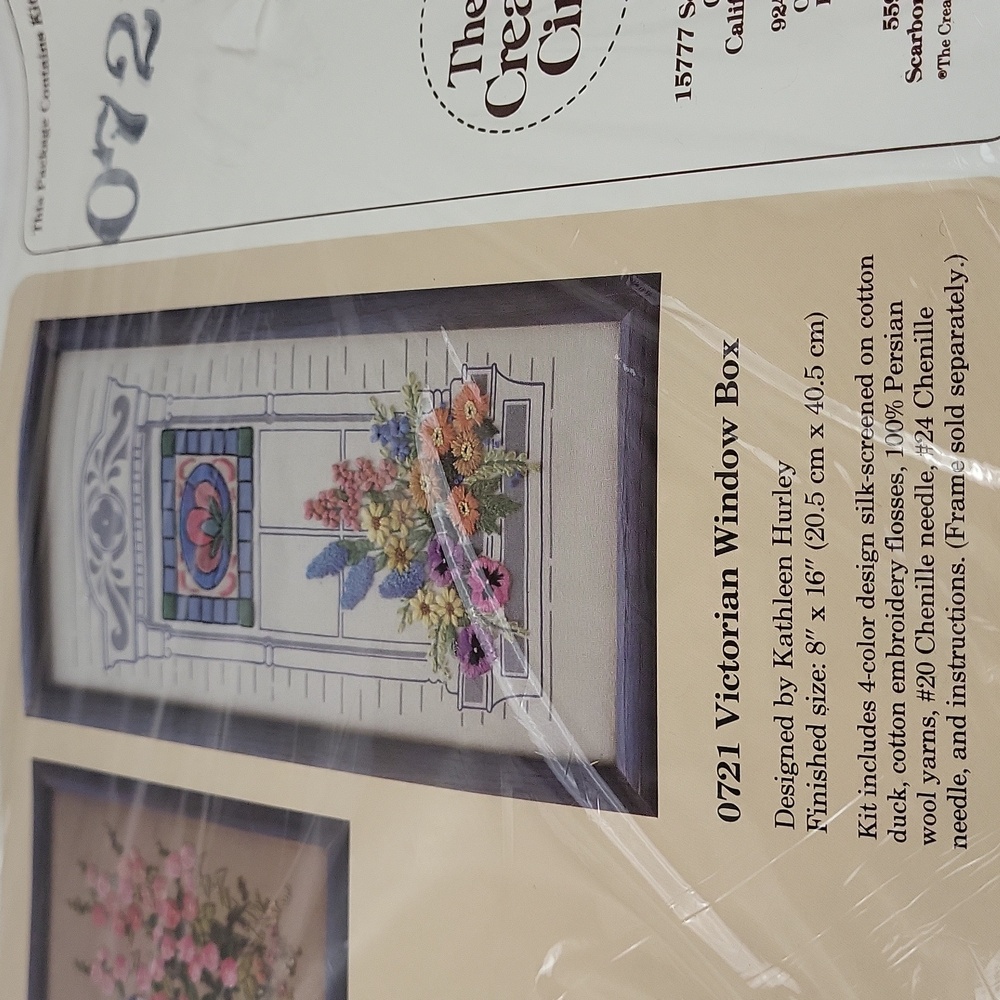 Vtg New The Creative Circle #0721 Victorian Window Box Embroidery Kit 80s